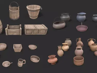 Medieval Environment Props 7 Kitchen Props Pack 2 Low-poly 3D model