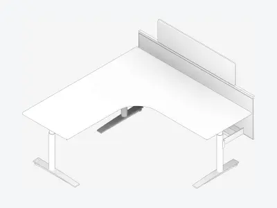 Desk - Single - Officetec - Modela - 90 Deg - Adjustable Height Low-poly 3D model