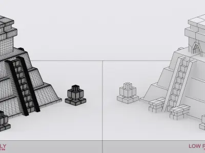 Mayan Pyramid Cartoon Low-poly 3D model