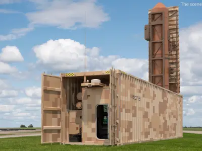  Camouflaged Ballistic Missile Container in Deployed Position 