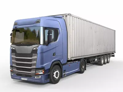 Truck and trailer generic Low-poly 3D model