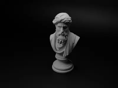 Persian Immortal Bust Chess 3D print model shop