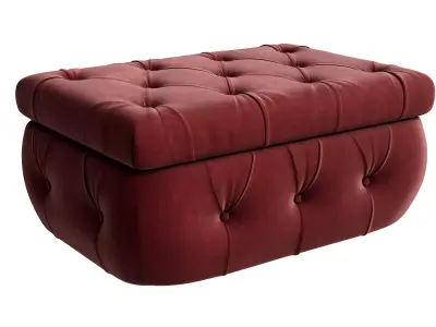 Pink Velvet Storage Upholstered Ottoman 3D model