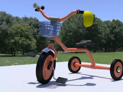 Vintage kids tricycle bicycle Free low-poly 3D model