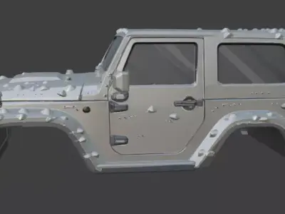 Silver Jeep Body No Tyres 3D model