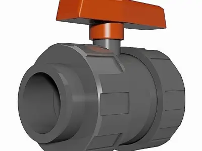 PVC Manual Ball Valves - Metric Socket Ends Free 3D model