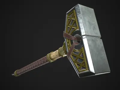 Fantasy Great Hammer 05 Low-poly 3D model