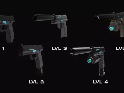 Stylized Sci-Fi Battle Pistol Free low-poly 3D model
