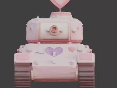 Stylized Valentine Battle Tank 3D Model Low-poly 3D model