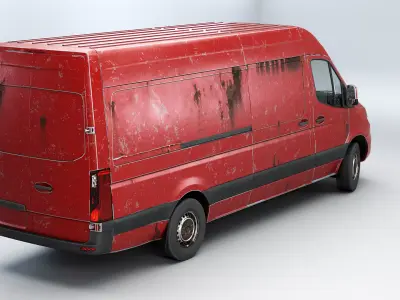 Generic Rusted Euro Long Panel Van Low-poly 3D model