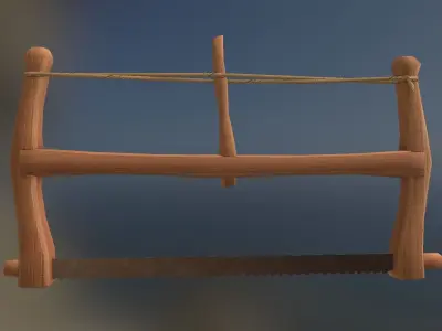 Game-ready Medieval Saw LP PBR Carpenter tool 3D model
