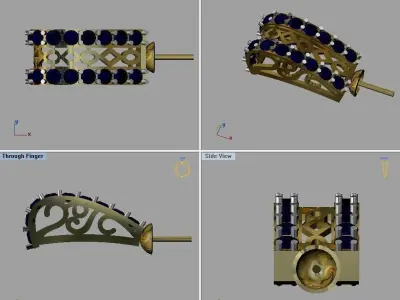 Ear ring 1 drop pearl and prong diamond  gold 3D print model