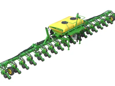 John Deere DR18 Drawn Mounted Farm Planters Low-poly 3D model