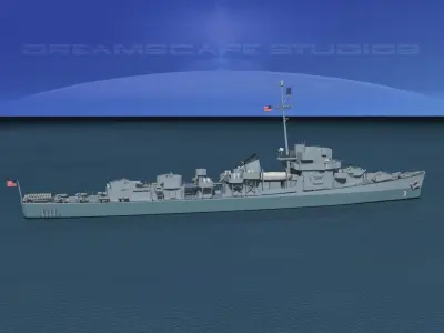 Evarts Class Destroyer DE3 USS Barry 3D model