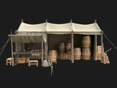 Medieval Market- Tent Prop 02 Free 3D model