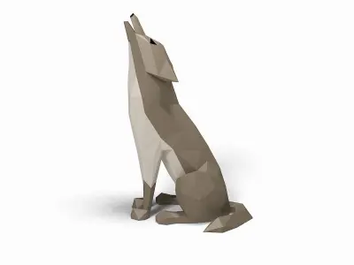 Wolf low poly howling Low-poly 3D model