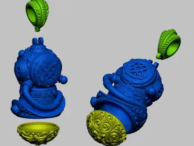 Pendant of Diving Suit in Steampunk Style  3D print model