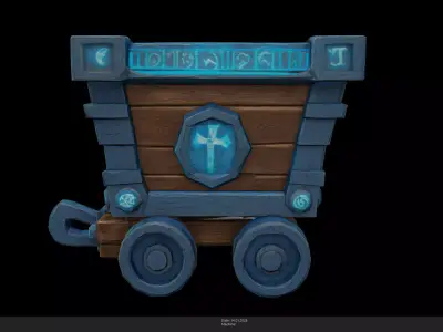 Stylized Mystic Mine Cart Game Ready - AI Low-poly 3D model