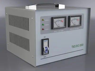 Voltage Stabilizer with Analog Meters Grey 3D model