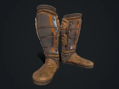 Medieval armored boots Low-poly 3D model