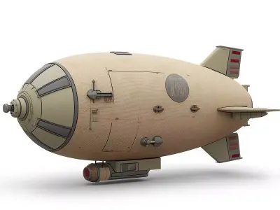Stylized Chibi Sci-Fi Military Blimp Low-poly 3D model