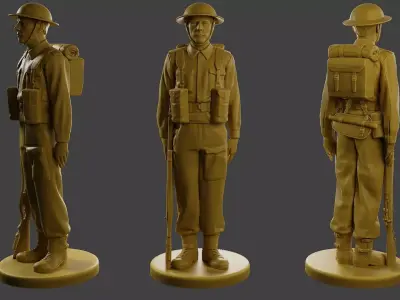 British Soldier Attention WW2 B1 Free 3D print model