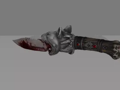 Bull Terrier Head Survival Knife 3D Model DVL 3D Studio  Low-poly 3D model