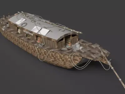 Chinese Junk Fishing Boat  Low-poly 3D model purchase
