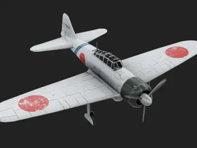 A6M Zero Low-poly 3D model