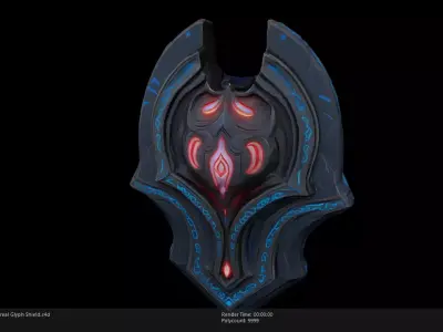 Low Poly Stylized Ethereal Glyph Shield Low-poly 3D model