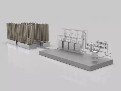 Industrial boiler room 3D model Textured