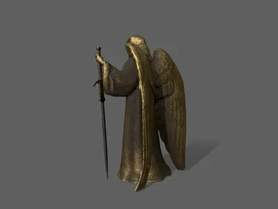 Angel bronze statue Low-poly 3D model