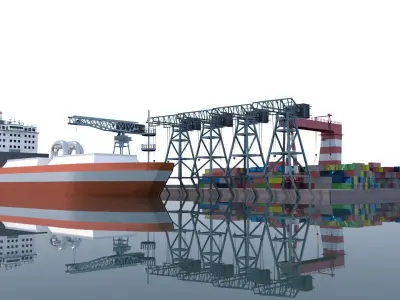 Shipping port 3D model