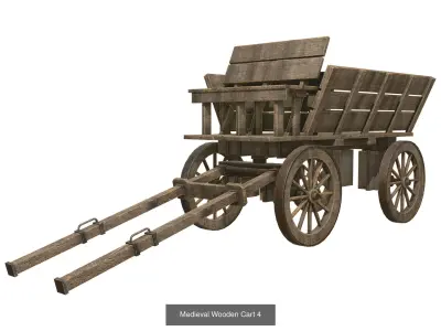 Medieval Wooden Cart Set 1 3D Model Pack