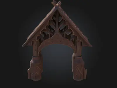 Nordic Carved Gatehouse  A Sentinel of Ancient Nordic  3D model