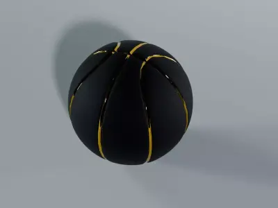Minimalist Black Basketball with Gold Inlay Low-poly 3D model