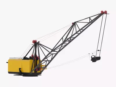 Excavator Dragline Crane Simplified ES11-70 Low-poly 3D model
