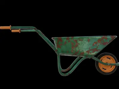 Wheelborrow for Garden exterior design or game  Low-poly 3D model