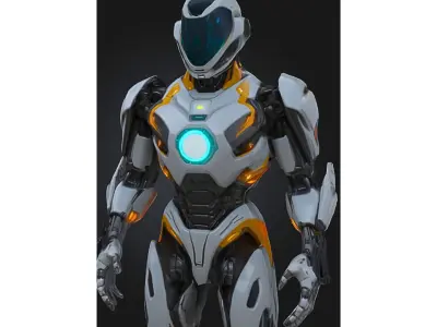 Futuristic Armored Sci Fi Robot Low-poly 3D model