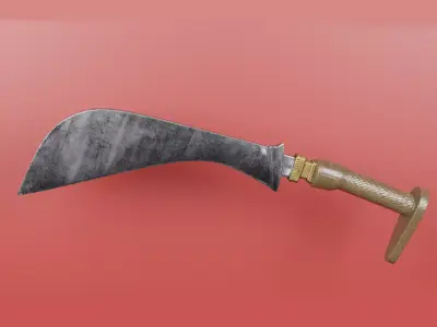 Ayda-Katti sword with wooden handle Free low-poly 3D model