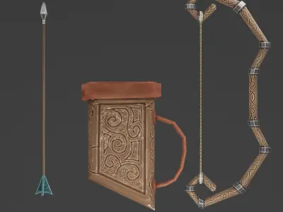 Stylized Weapons Free low-poly 3D model Free low-poly 3D model