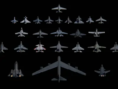 Low Poly Jets PACK Low-poly 3D model