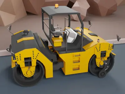 Tandem Vibratory Roller Heavy Vehicle Low-poly 3D model