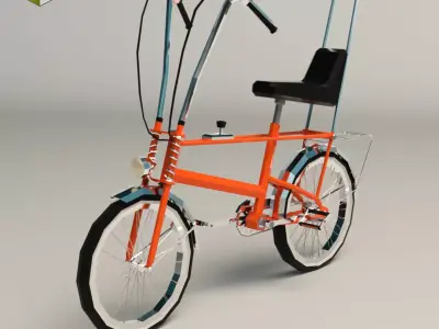 Low Poly Chopper Bike Low-poly 3D model