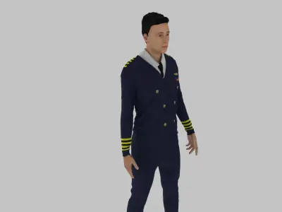 Pilot male in uniform Low-poly 3D model