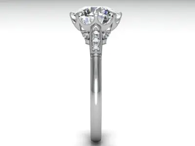 Antique diamond engagement ring 3D print model