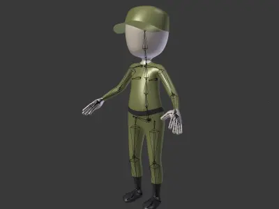 Cartoon Soldier - Stickman Low-poly 3D model