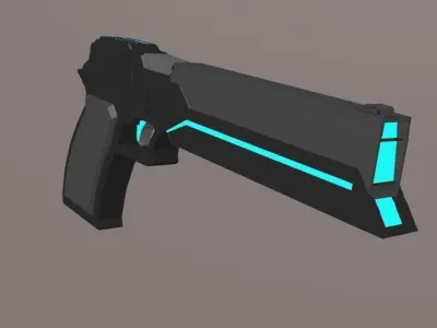 FREE Low Poly Cyberpunk-Sci fi Handgun Free low-poly 3D model