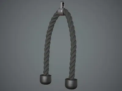 Gym Equipments Push Pull Handle Bar Cable Rope Low-poly 3D model