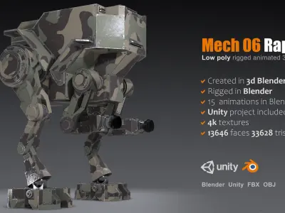 Mech 06 - Raptor Low-poly 3D model